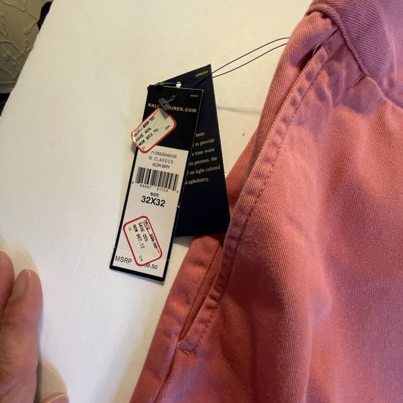 Polo Ralph Lauren size 32x32 (32x30) Flat Front Pants NEW NWT Pink - Picture 3 of 7